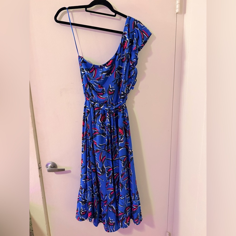 Collective Concepts One-Shoulder Blue and Red Dress